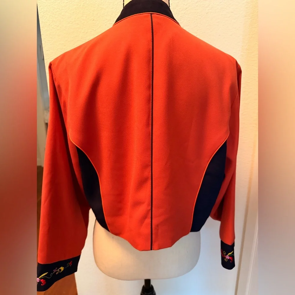 Elegant Embroidered Orange Blazer - Picture 3 of 11
